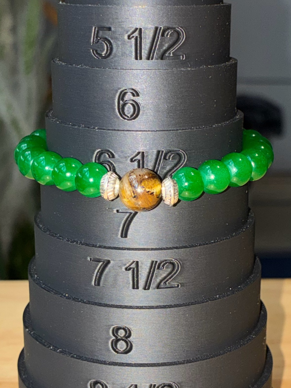 Tiger eye glass beaded stretch bracelet handmade